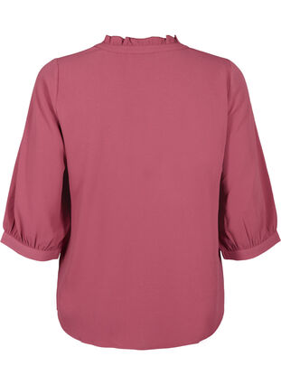 Bluzka koszulowa z rekawami 3/4 i kolnierzem z falbanami, Dry Rose, Packshot image number 1