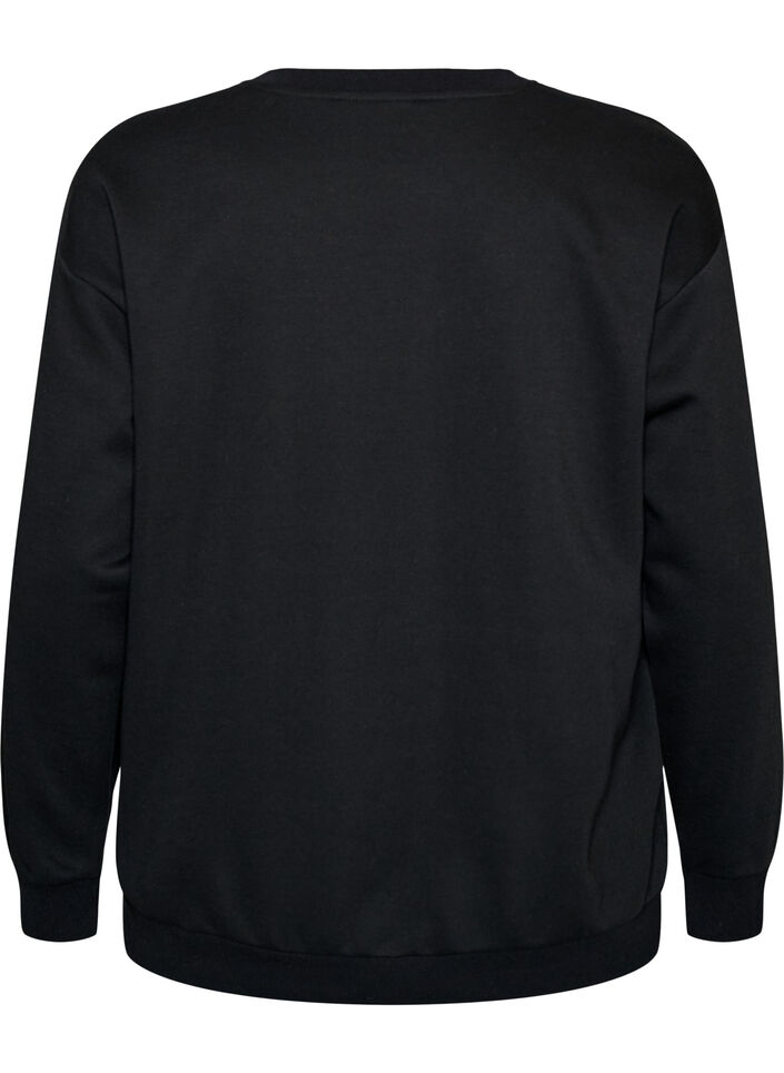Bluza z wyszywanym tekstem, Czarne, Packshot image number 1
