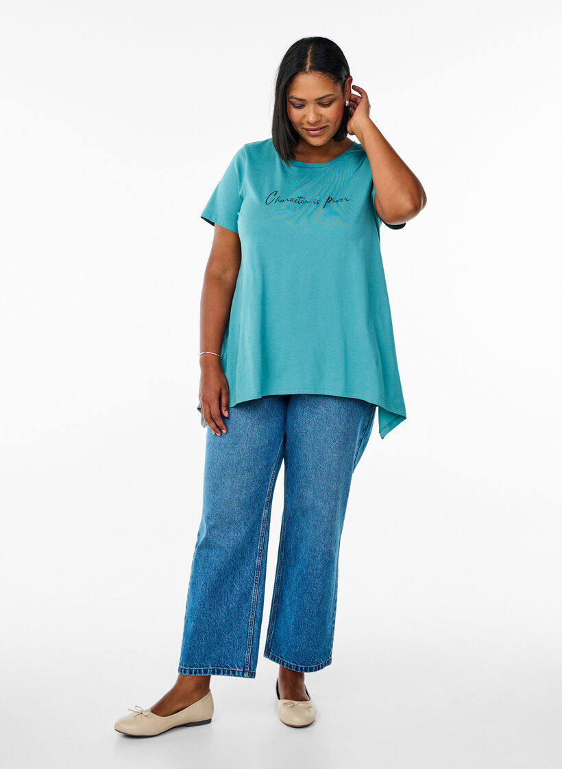 Koszulka w ksztalcie trapezu z okraglym dekoltem, Zielony, Model image number 1