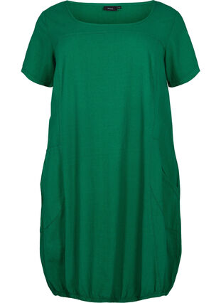 Bawelniana sukienka z krótkim rekawem, Verdant Green, Packshot image number 0