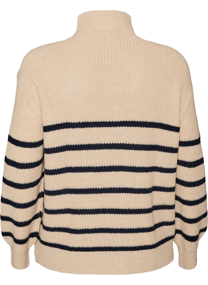 Sweter z wysokim kolnierzem i zamkiem blyskawicznym, Biały, Packshot image number 1