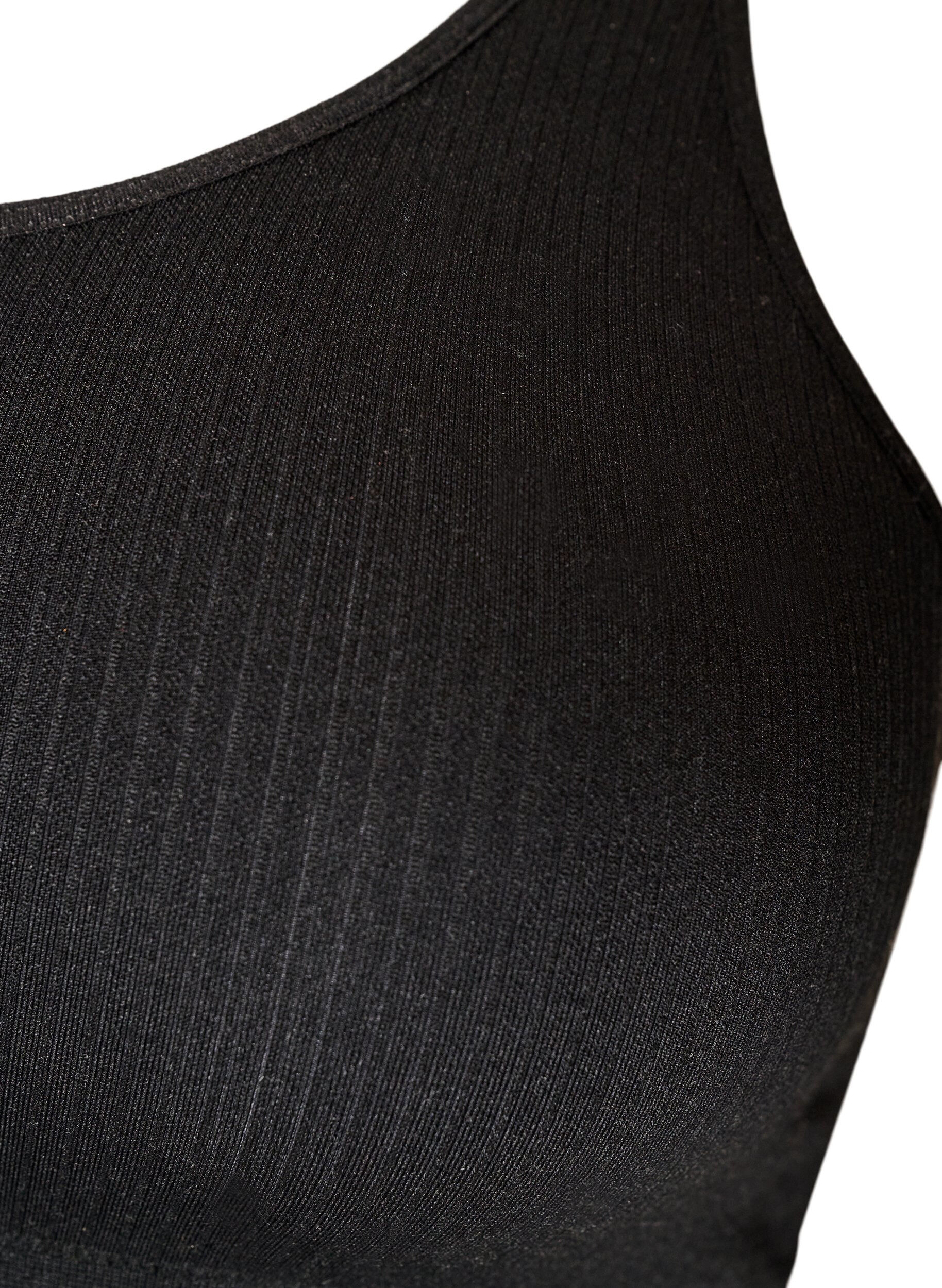 ZizziBezszwowy biustonosz sportowy z rypsowymi elementami, Czarne, Packshot image number 3