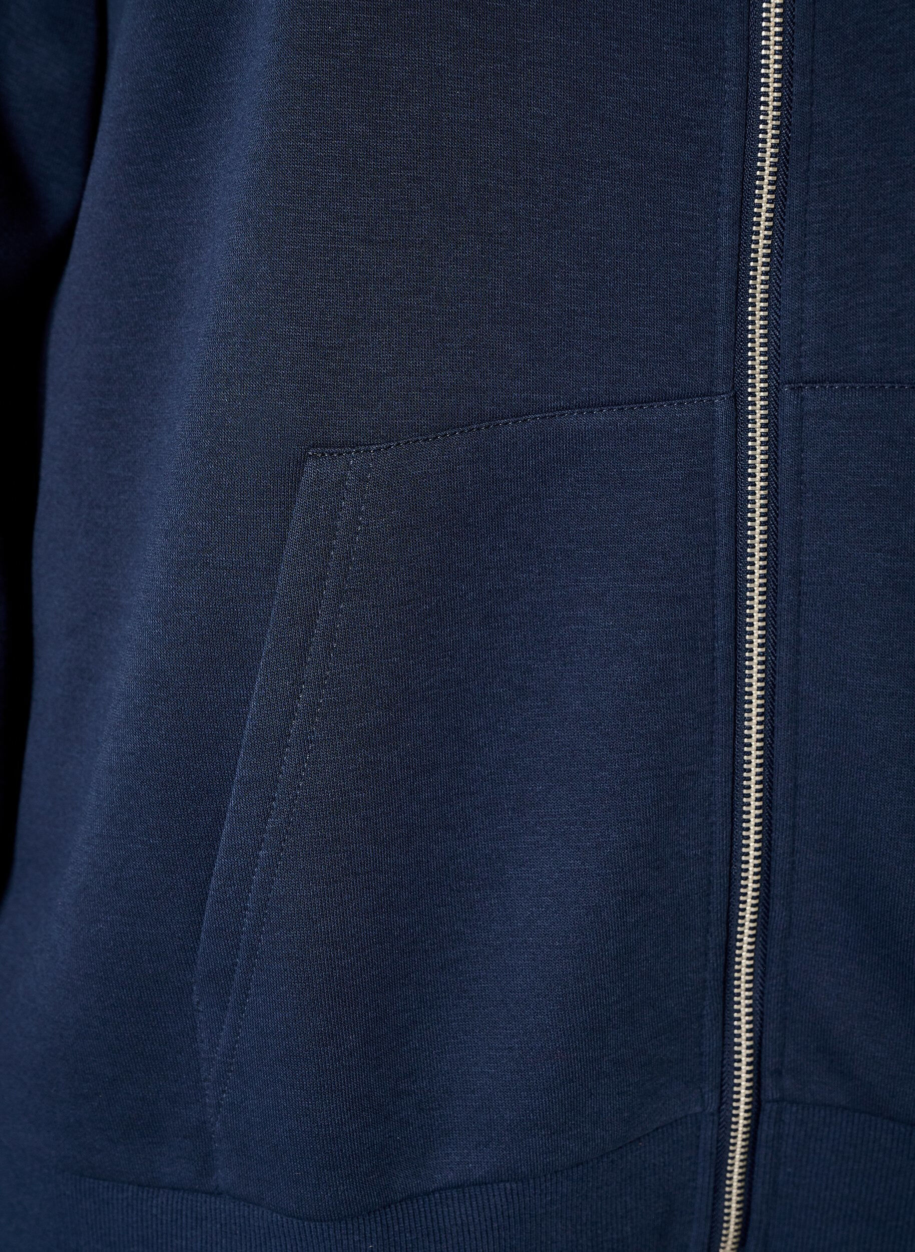ZizziBluza z kapturem, zamkiem blyskawicznym i kieszeniami, Niebieskie, Packshot image number 3