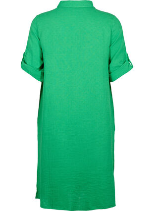 Bawelniana sukienka koszulowa z krótkimi rekawami, Bright Green, Packshot image number 1