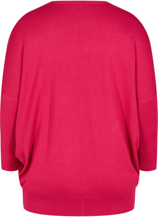 Dzianinowy sweter z okraglym dekoltem, Cerise, Packshot image number 1