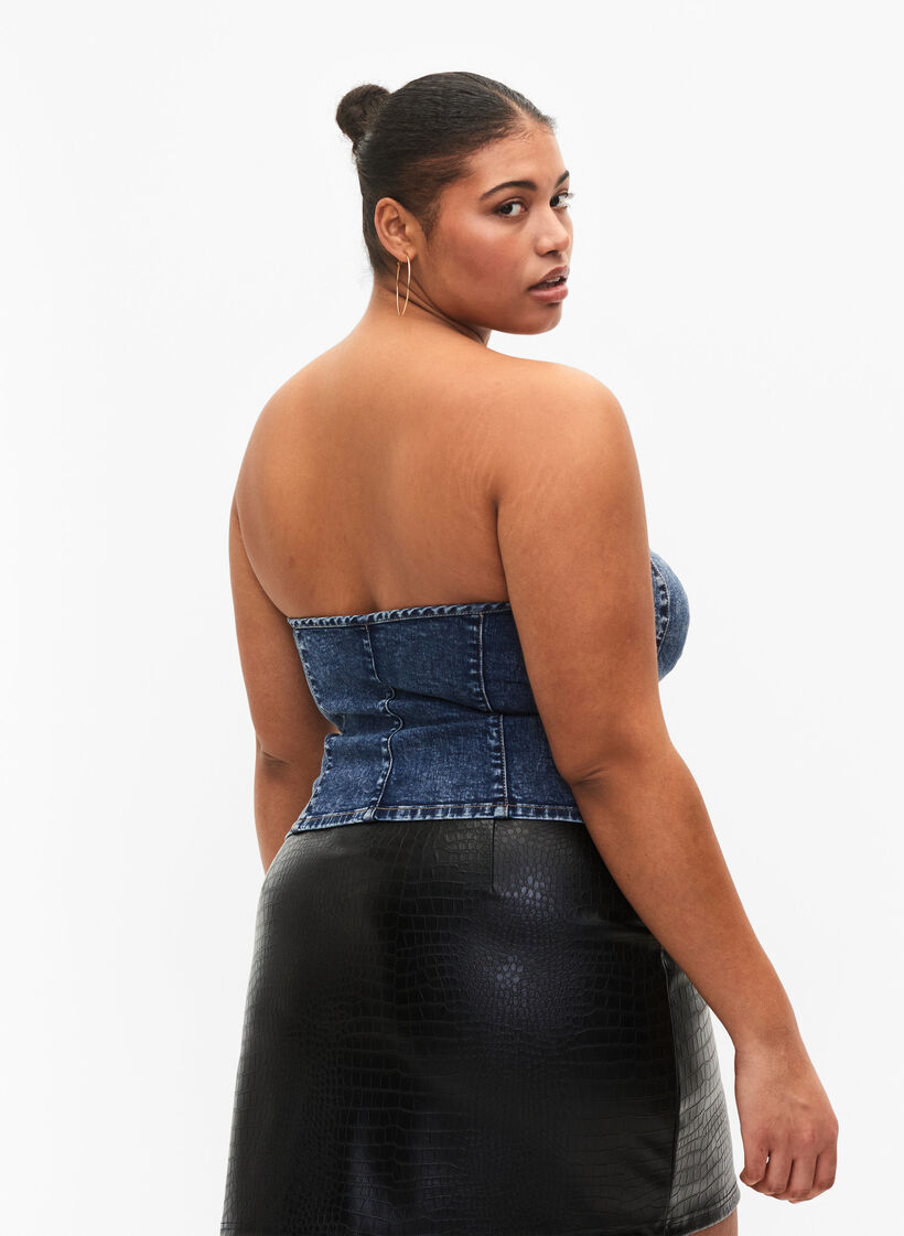 Dzinsowy gorset z suwakiem, Blue denim, Model image number 1