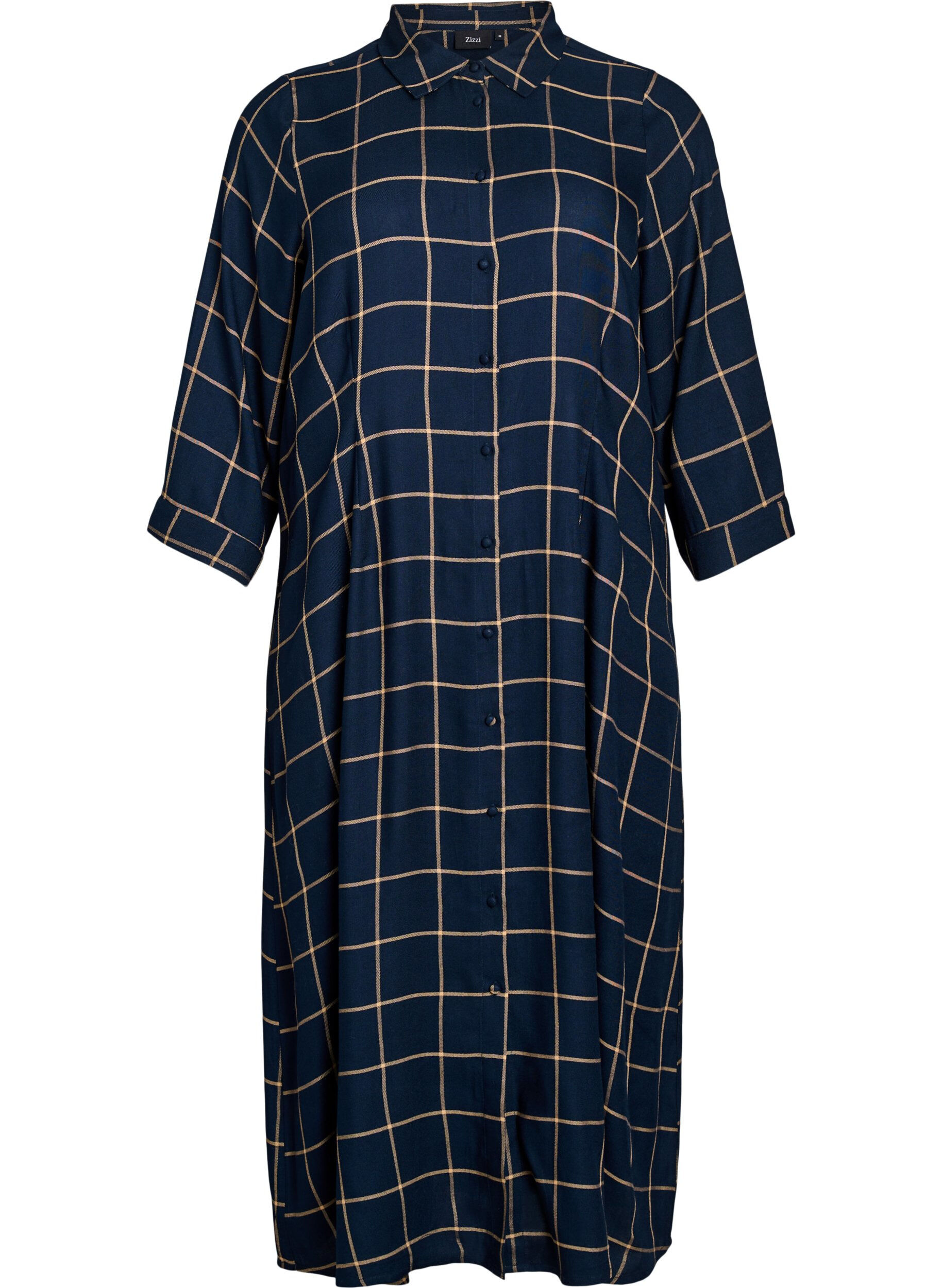 Dluga sukienka koszulowa w krate