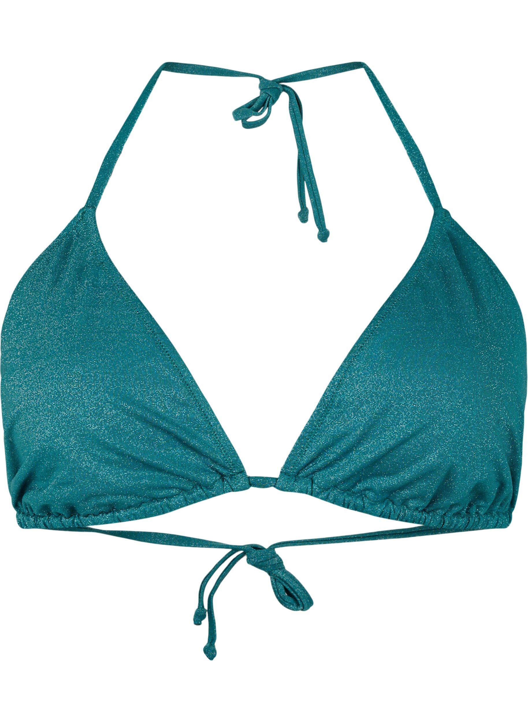 Zizzi Tr&oacute;jkatna g&oacute;ra od bikini z brokatem, Zielony, Packshot image number 0
