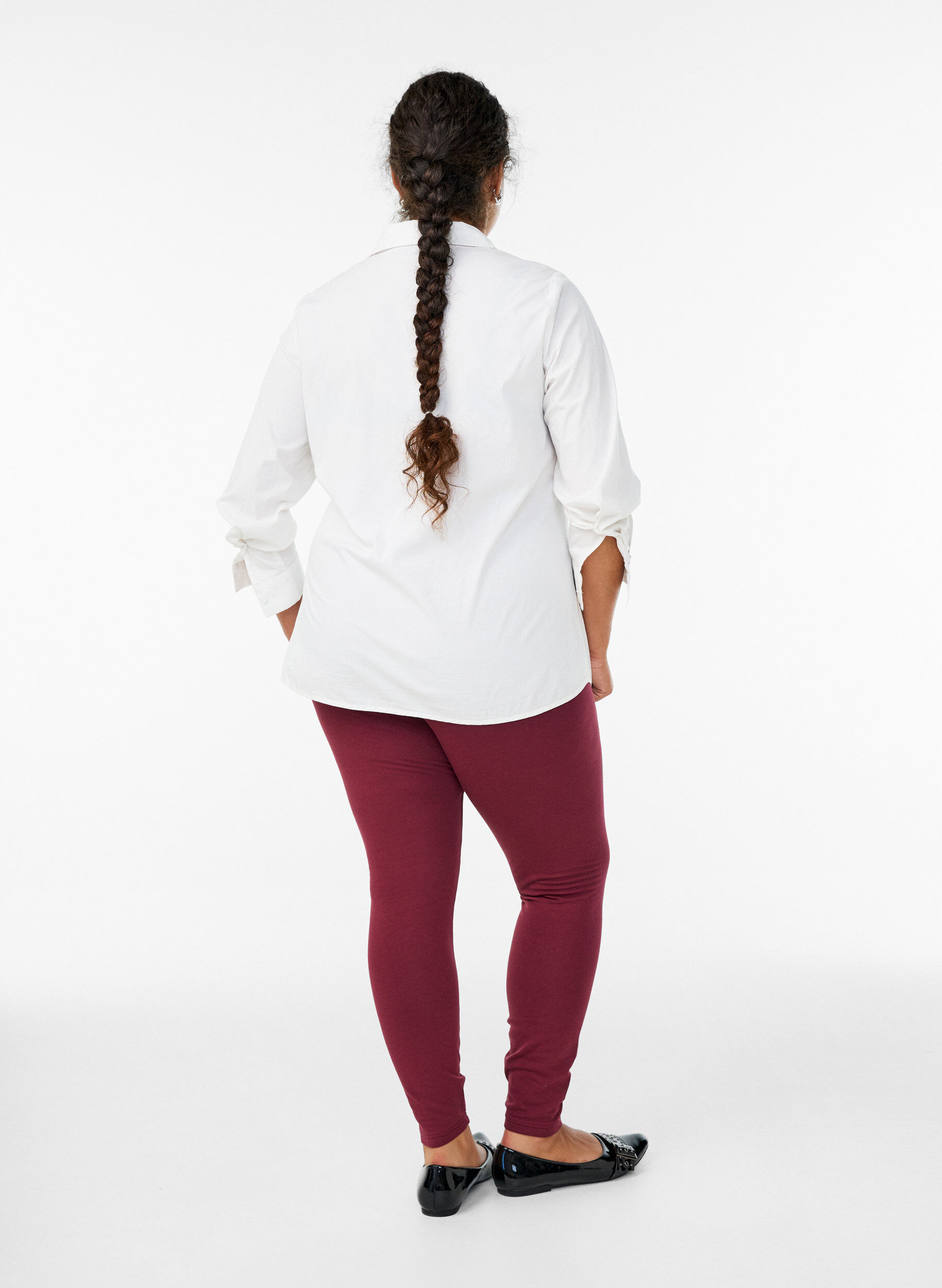 Zizzi Bawelniane legginsy z podszewka, Ciemnobordowy, Model image number 2