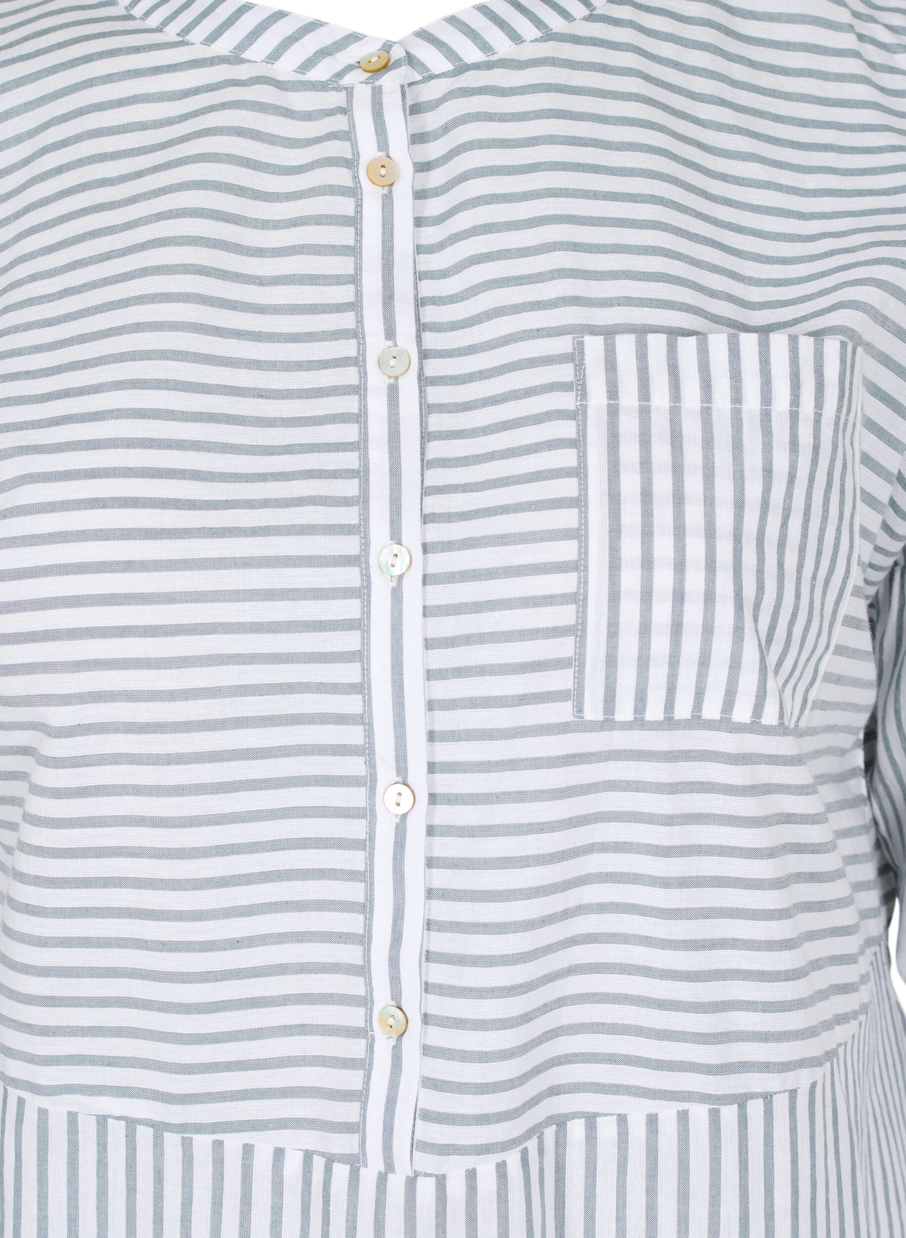 Zizzi Striped tunic with buttons and 3/4-sleeves, Trooper Stripe, Packshot image number 2