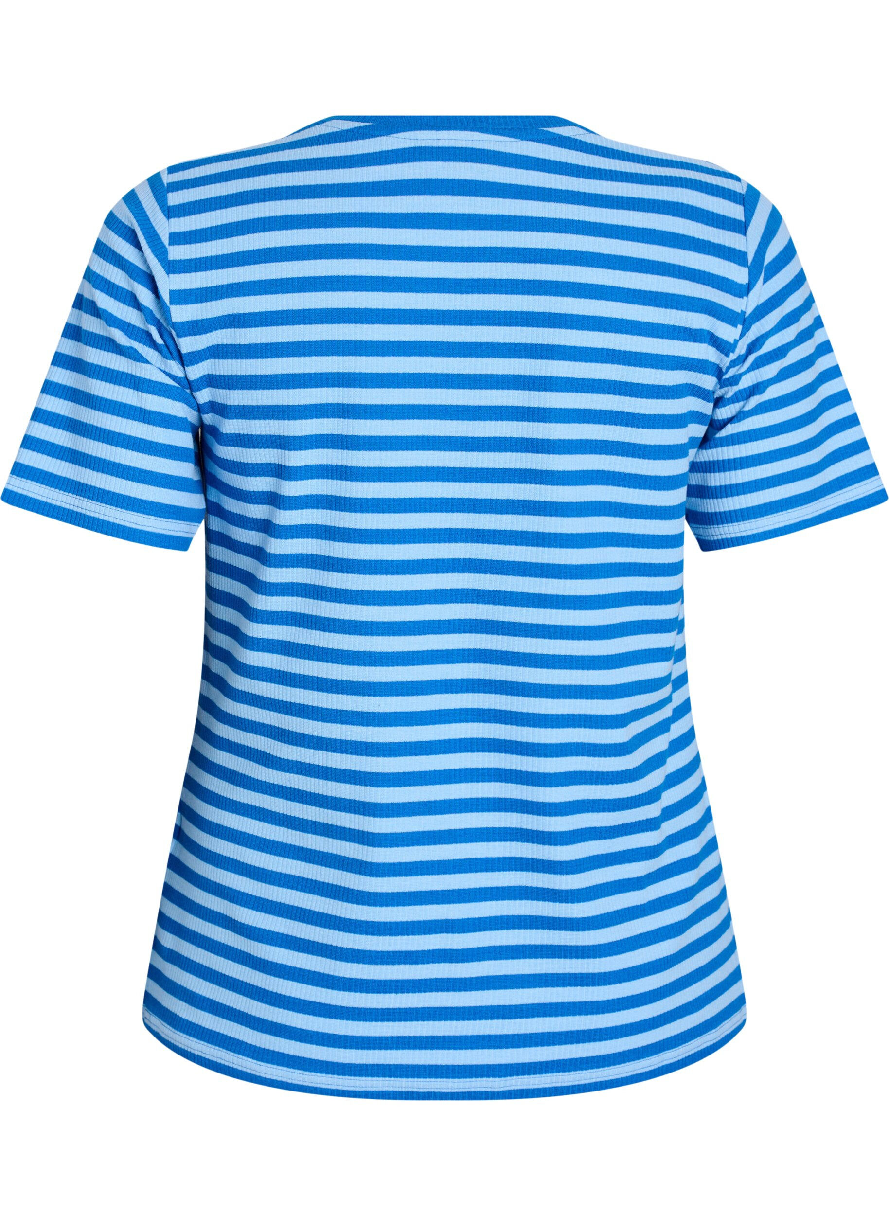 ZizziT-shirt w paski o prazkowanej fakturze, Niebieskie, Packshot image number 1