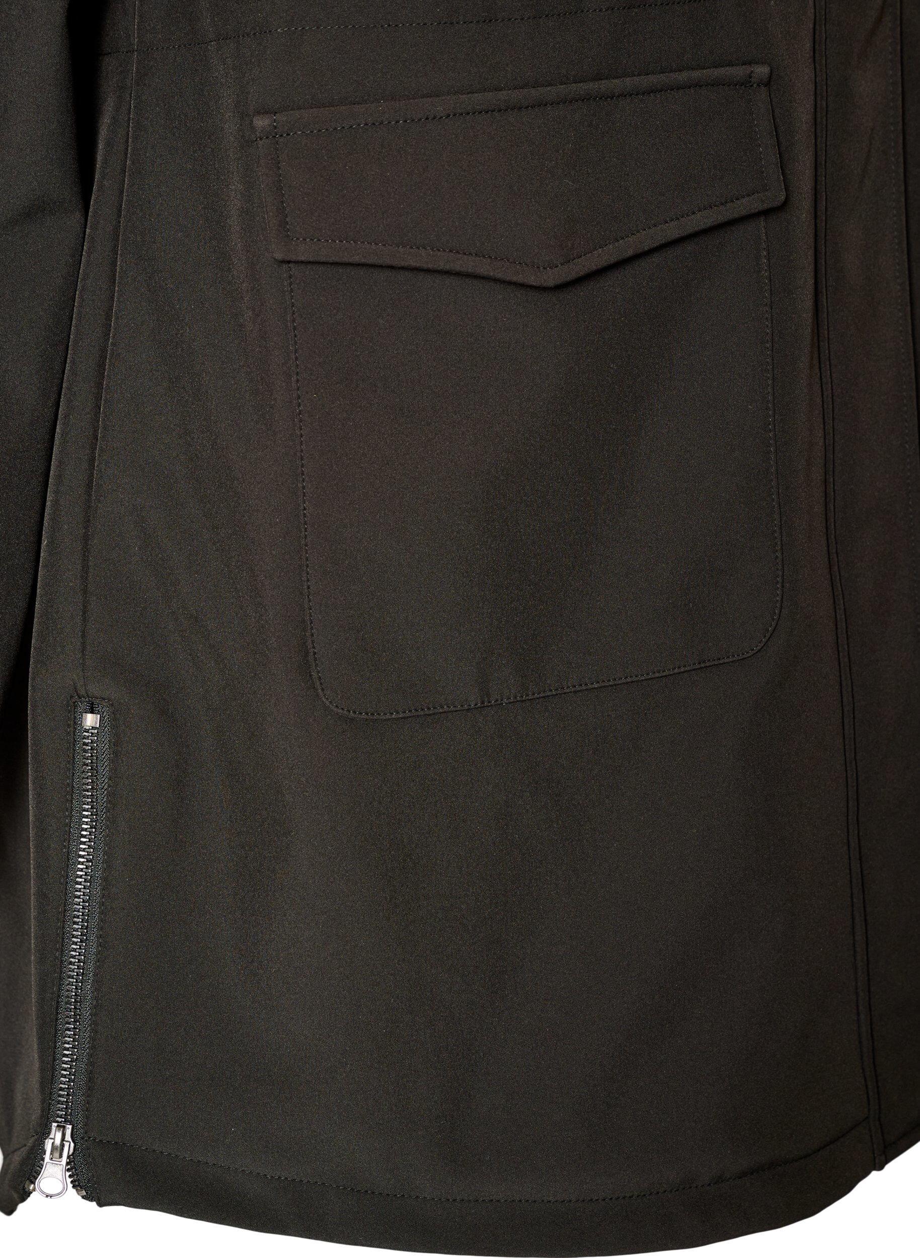 ZizziHydrofobowa kurtka softshell z pikowana podszewka, Czarne, Packshot image number 1