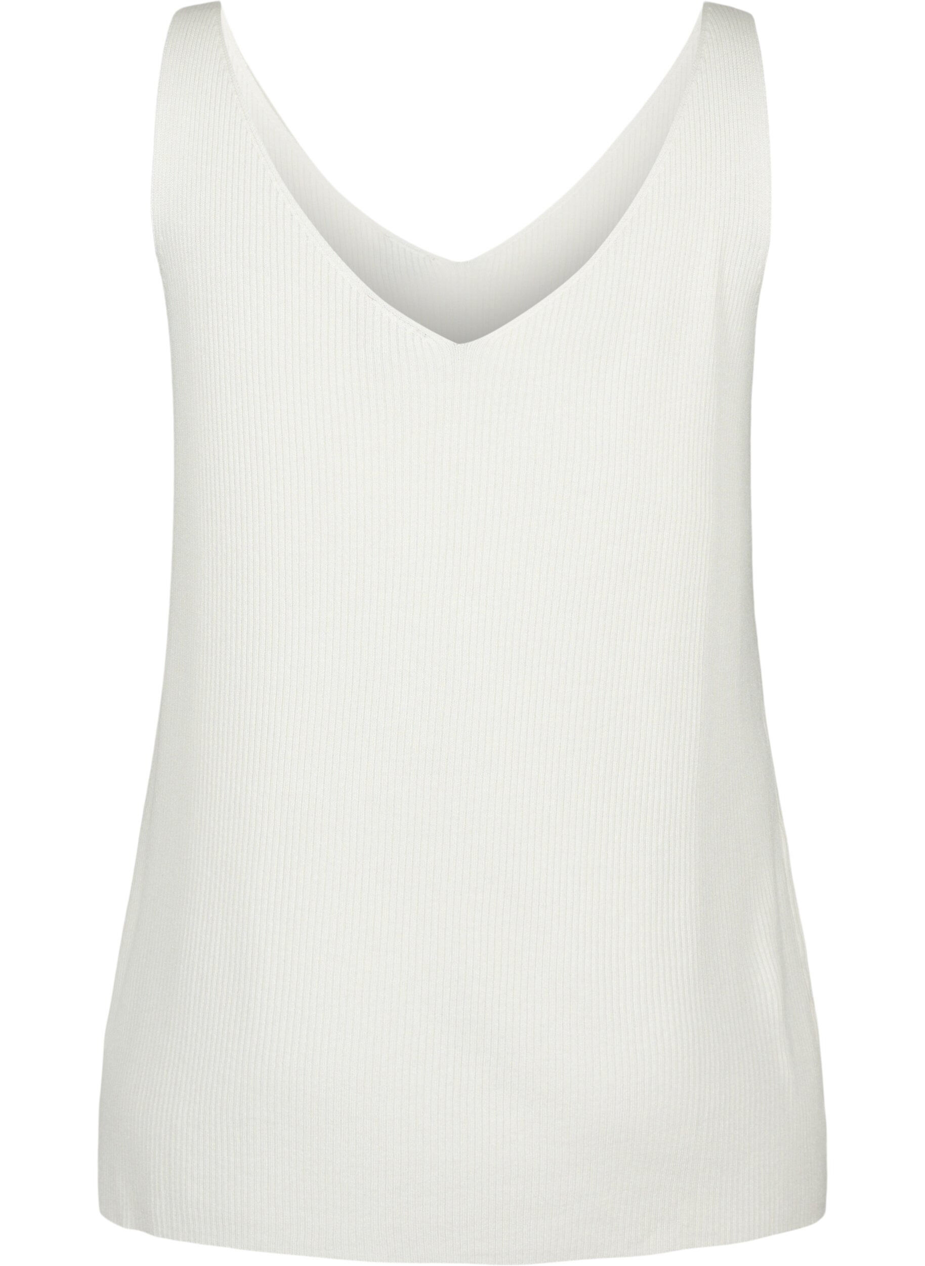 Zizzi Dzianinowy top z dekoltem w szpic, Cloud Dancer, Packshot image number 1