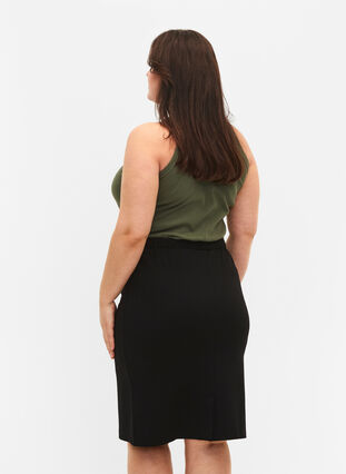 Dopasowana spódnica w jednolitym kolorze, Black, Model image number 1