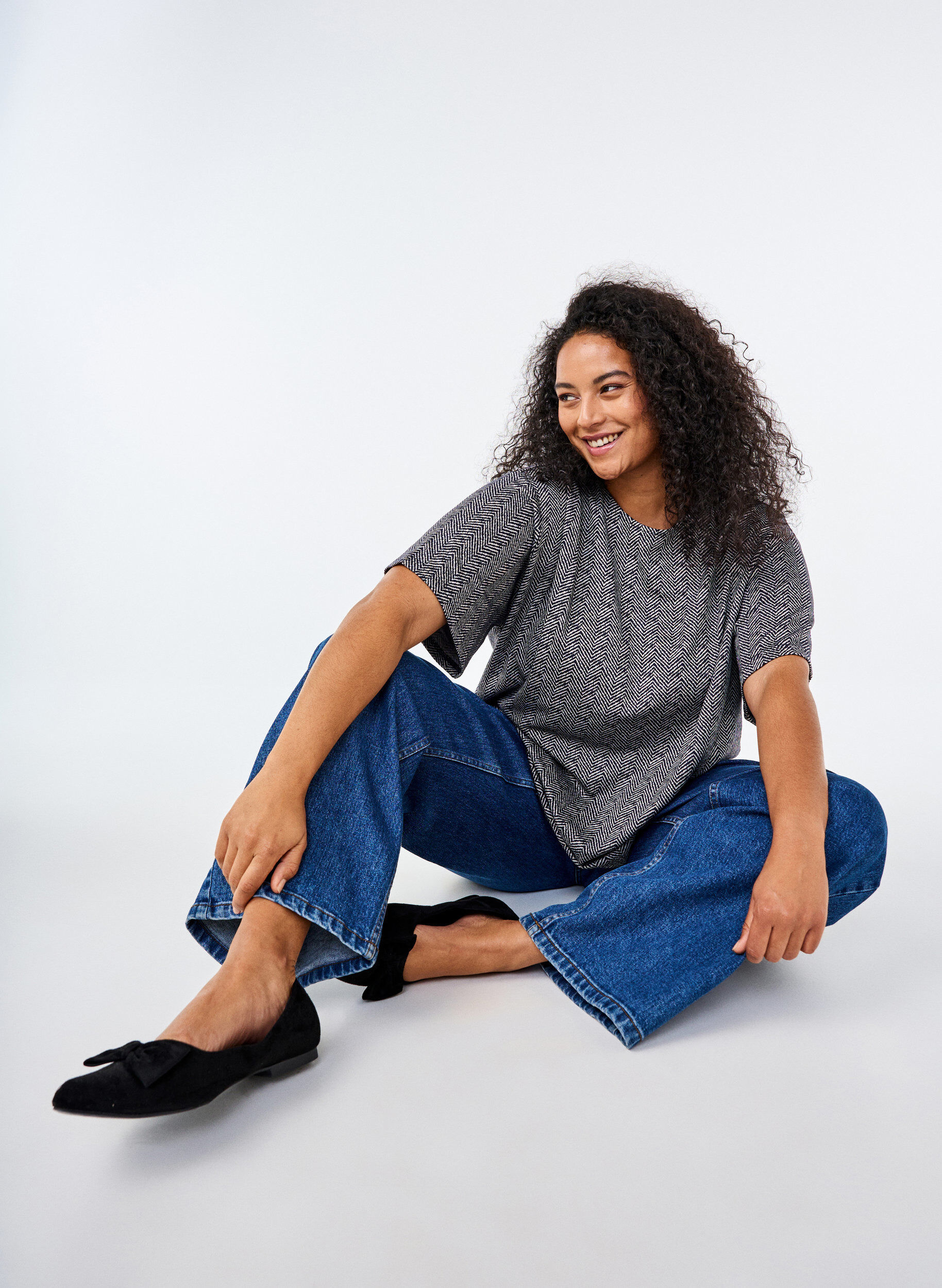 Zizzi Bluzka oversize ze wzorem, Niebieskie, Image image number 0