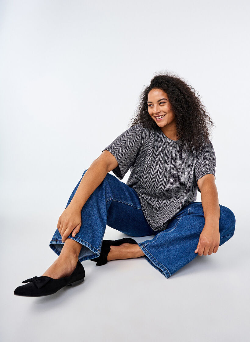 Bluzka oversize ze wzorem, Niebieskie, Image image number 0