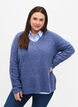 Dzianinowy sweter z rozcieciem, Gray Blue Mel., Model image number 0