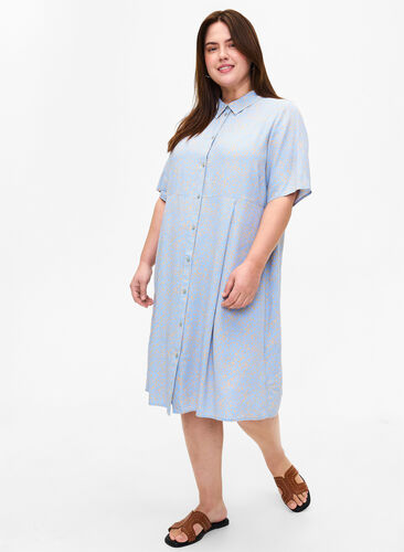 Wiskozowa sukienka koszulowa z nadrukiem, Small Dot AOP, Model image number 0