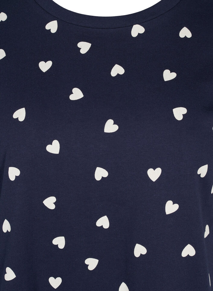 Short sleeved pyjama t-shirt in cotton, Navy Blazer AOP, Packshot image number 2