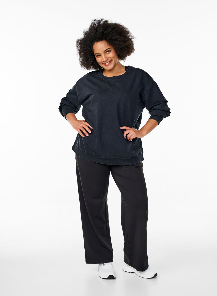 Luzna bluza z efektem sprania, Szary, Model image number 1