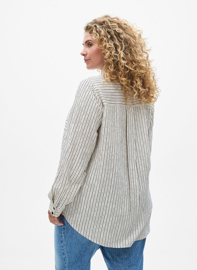 Koszula w paski, Biały, Model image number 2