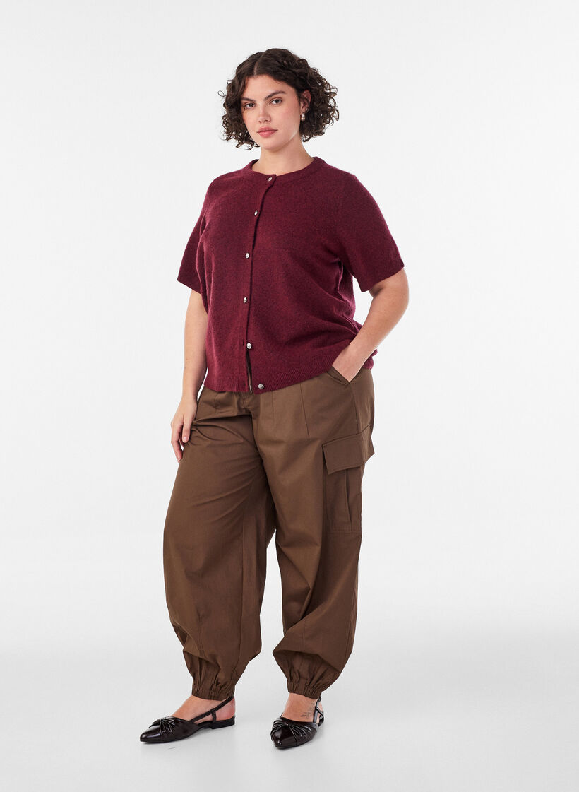 Boj&oacute;wki bawelniane z szerokimi nogawkami, Brązowy, Model image number 0
