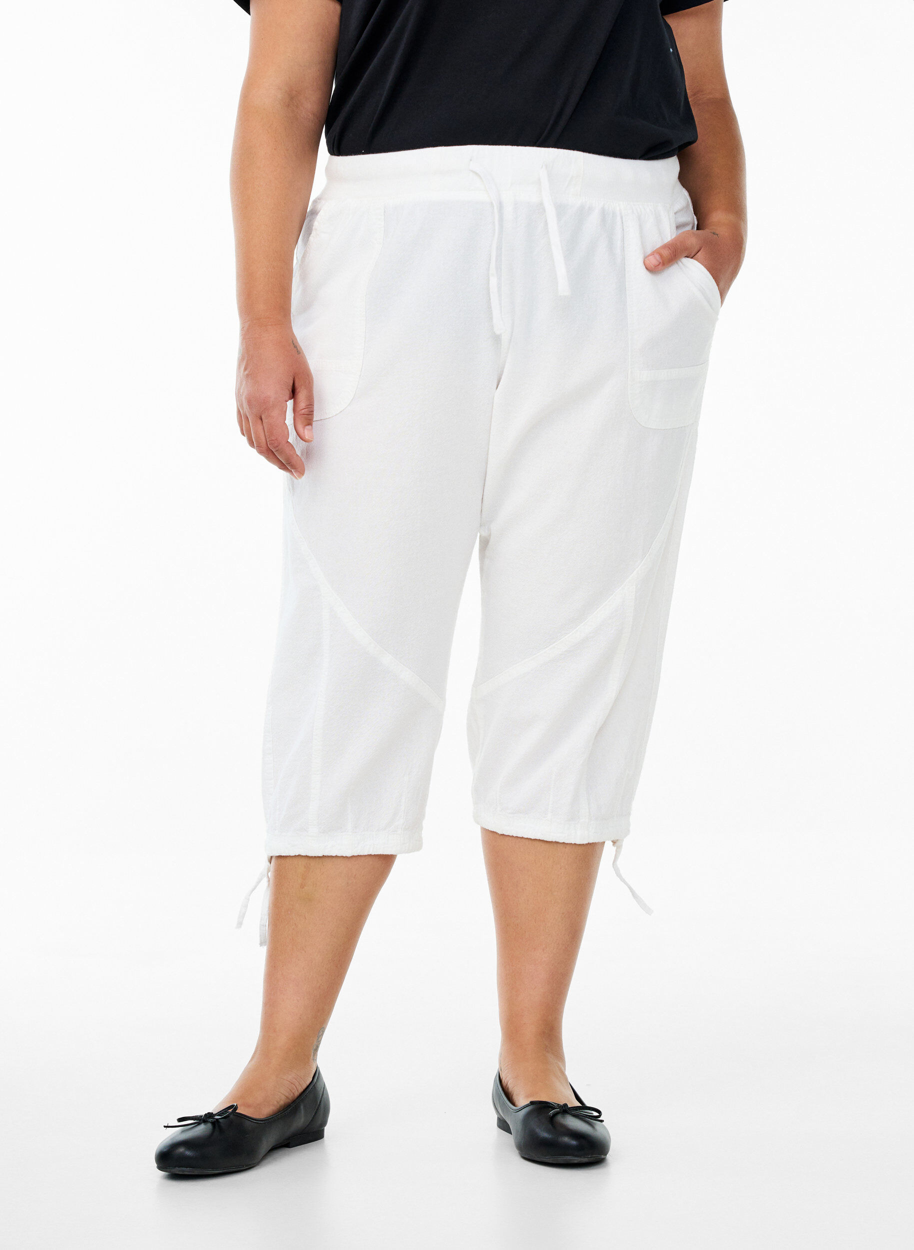 ZizziBawelniane spodnie capri, Biały, Model image number 2