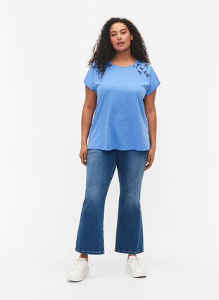 Bawelniana koszulka z nadrukiem lisci, Ultramarine C Leaf, Model image number 2