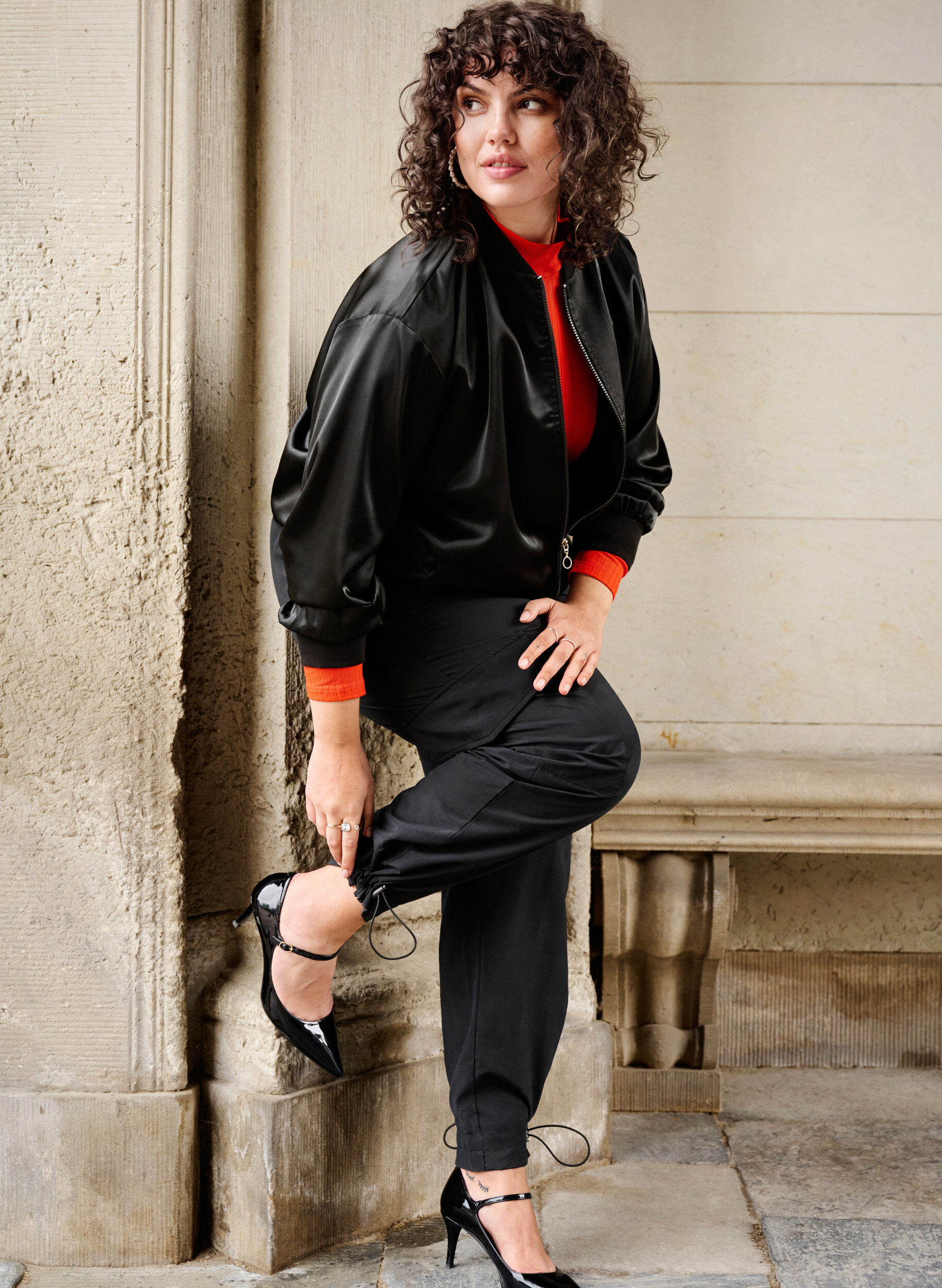 Zizzi Przyciete boj&oacute;wki z regulowana gumka, Black, Image image number 1