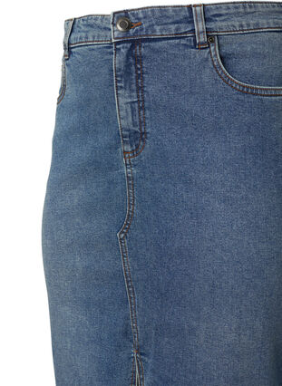 Spódnica dzinsowa z rozcieciem z przodu, Blue denim, Packshot image number 2