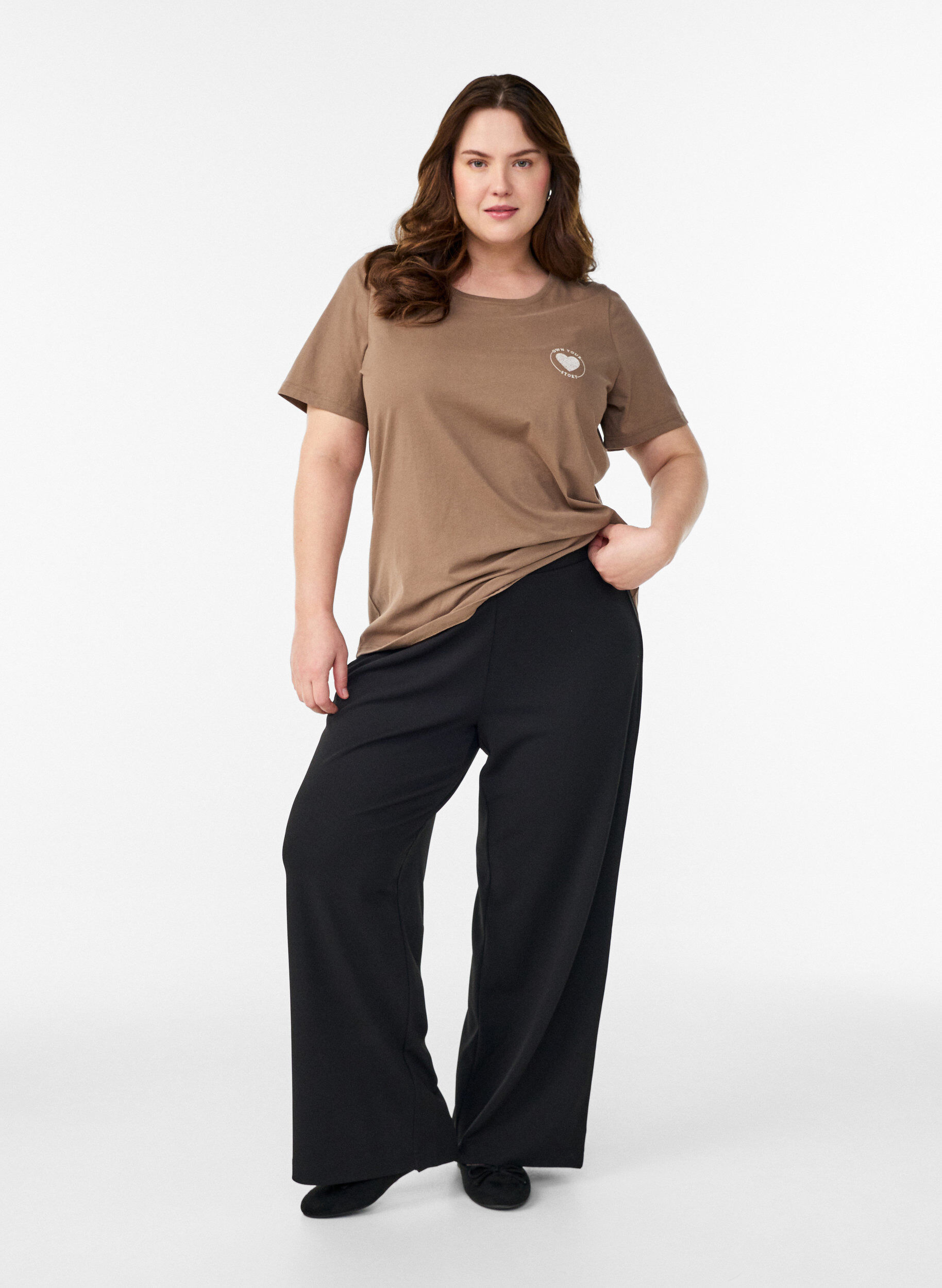 Zizzi FLASH - Koszulka z nadrukiem, Brązowy, Model image number 1