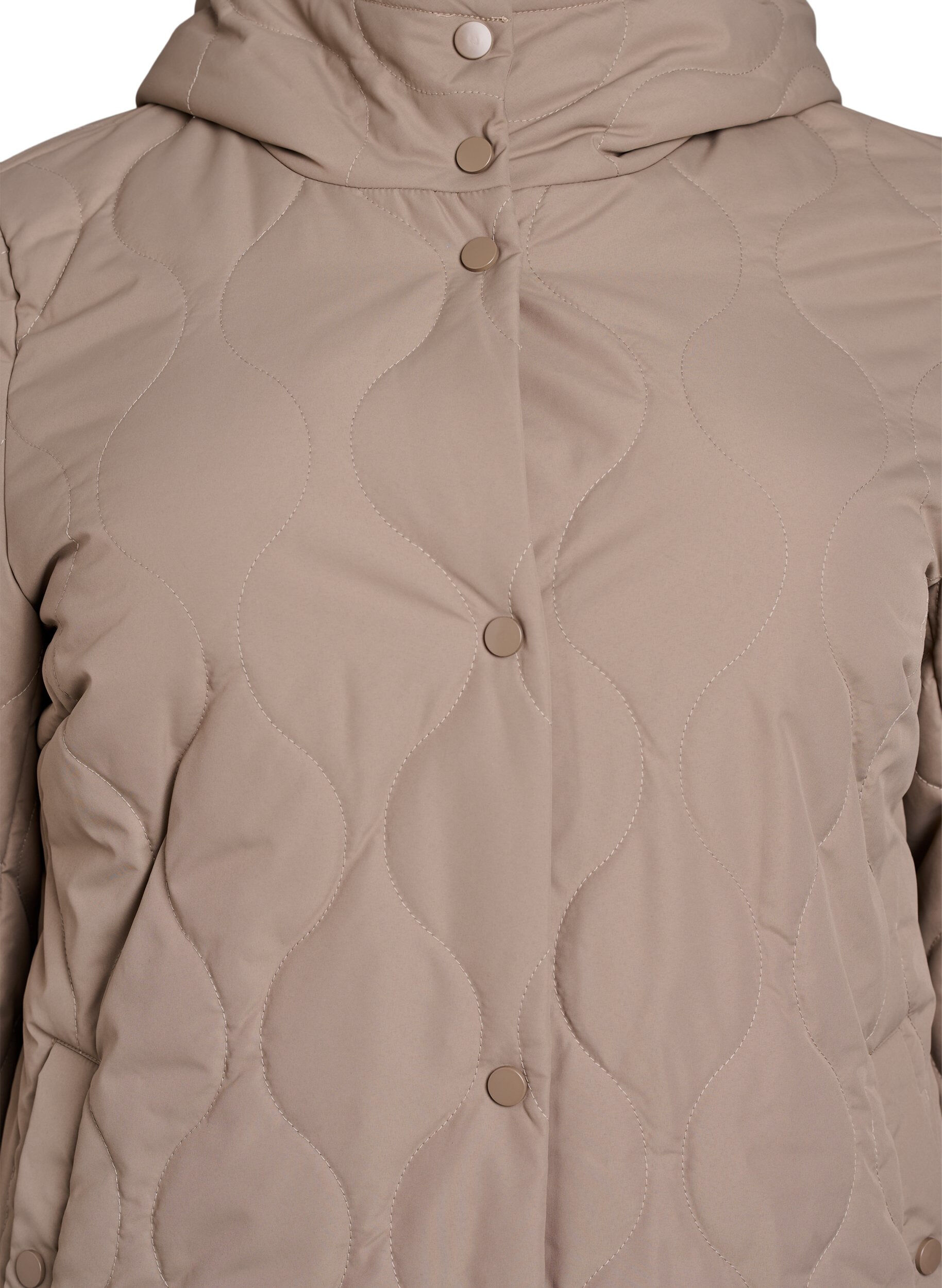 Zizzi Pikowana kurtka o sredniej dlugosci z kapturem, Brązowy, Packshot image number 2