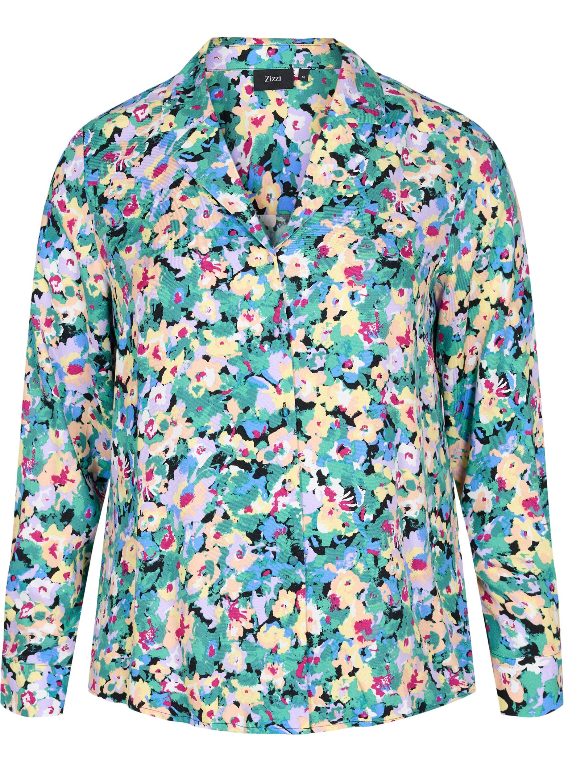 Zizzi Printed viscose shirt with v-neck, Multi AOP, Packshot image number 0