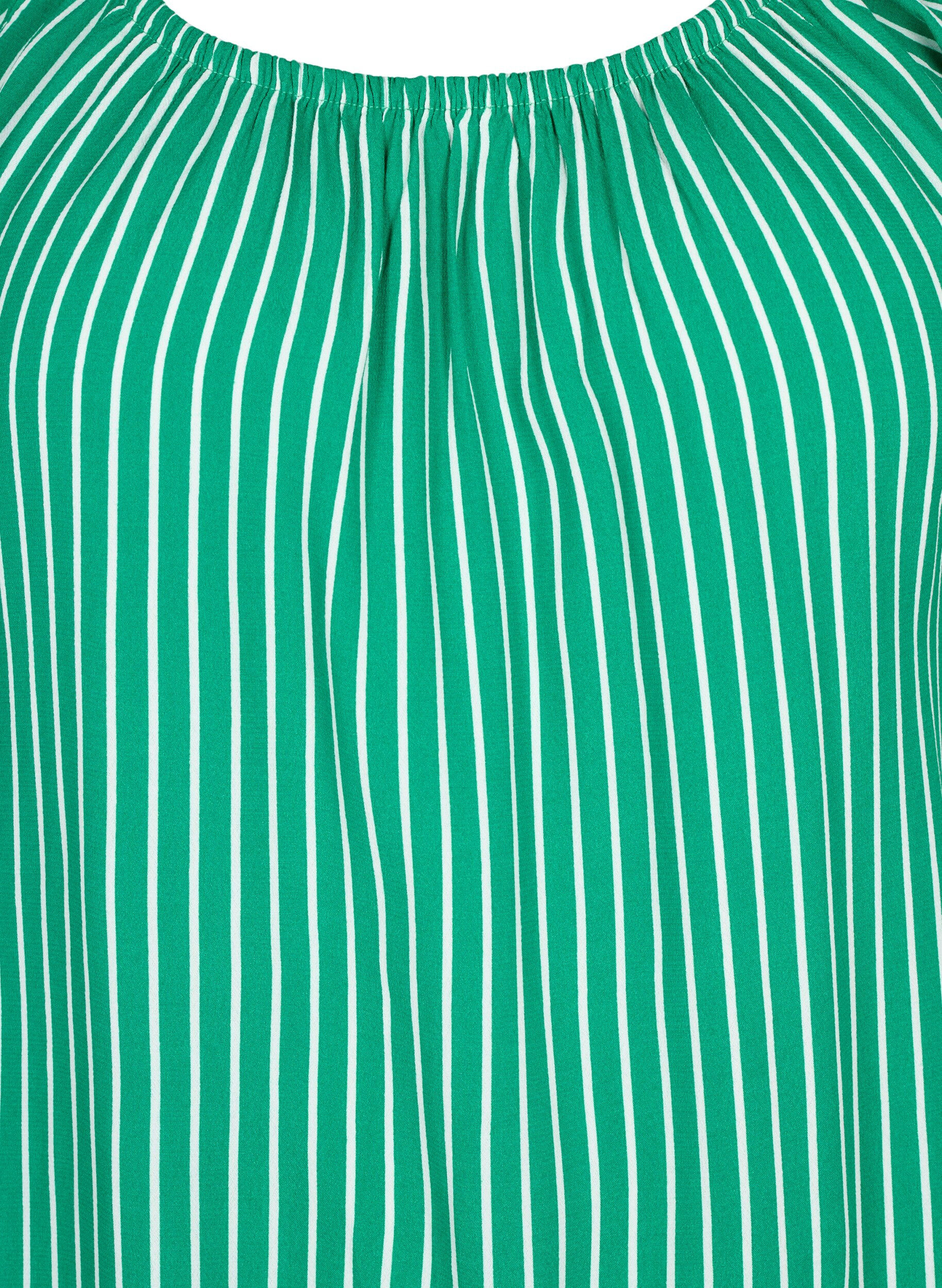 Zizzi Gladka wiskozowa bluzka z kr&oacute;tkim rekawem, J.Green/White Stripe, Packshot image number 2