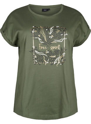 T-shirt z organicznej bawelny ze zlotym nadrukiem, Thyme W. Free, Packshot image number 0
