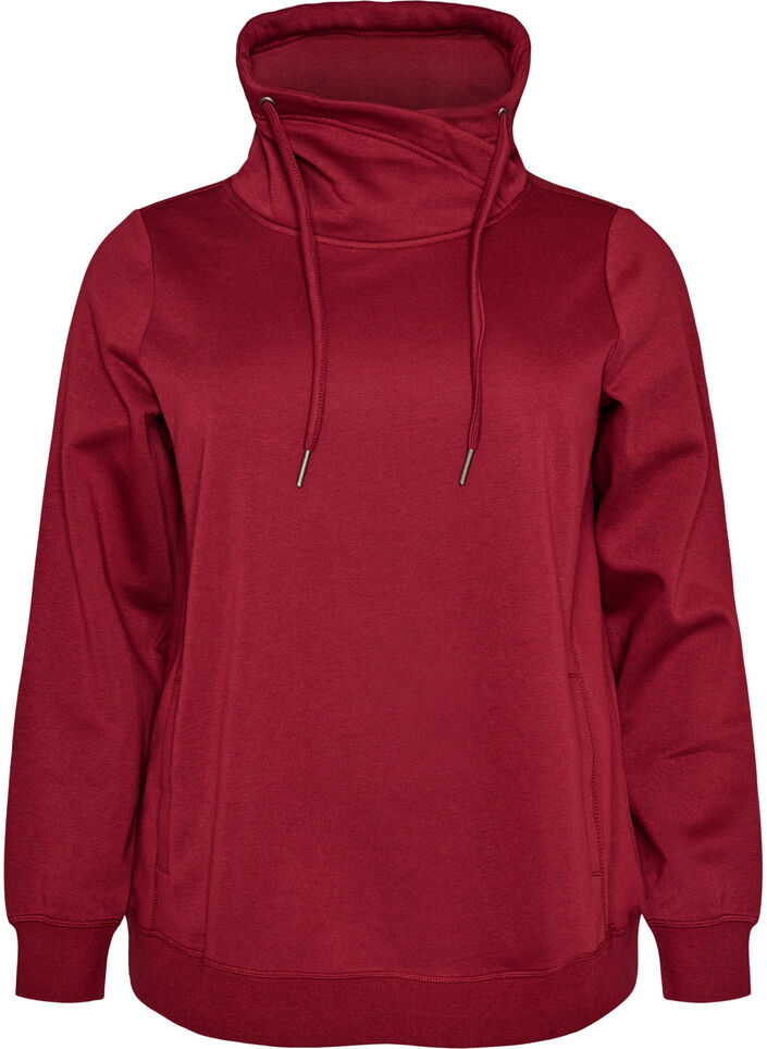 Bluza z wysokim kolnierzem i kieszeniami, Czerwony, Packshot image number 0