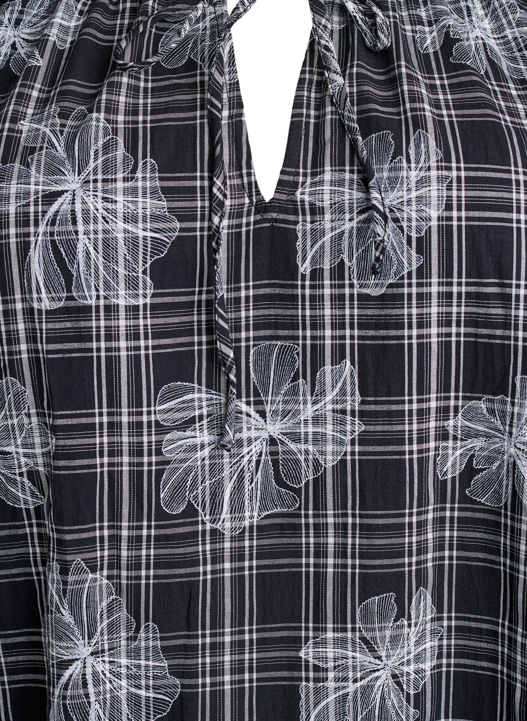 Zizzi Kr&oacute;tkiej sukienki w krate i z nadrukiem kwiatowym, Czarne, Packshot image number 2