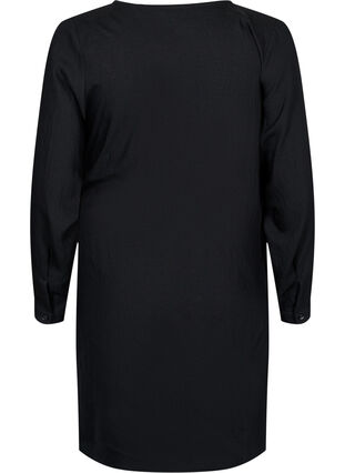 Kopertowa sukienka z wiskozy z dlugimi rekawami, Black, Packshot image number 1