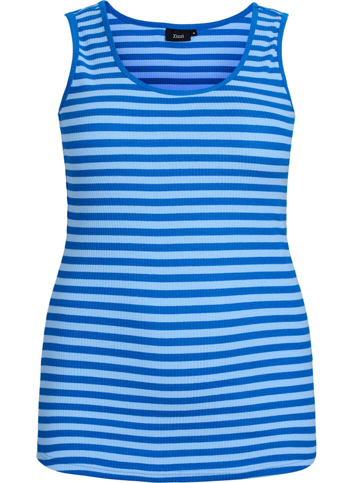 Tank top w paski o prazkowanej strukturze, Niebieskie, Packshot image number 0