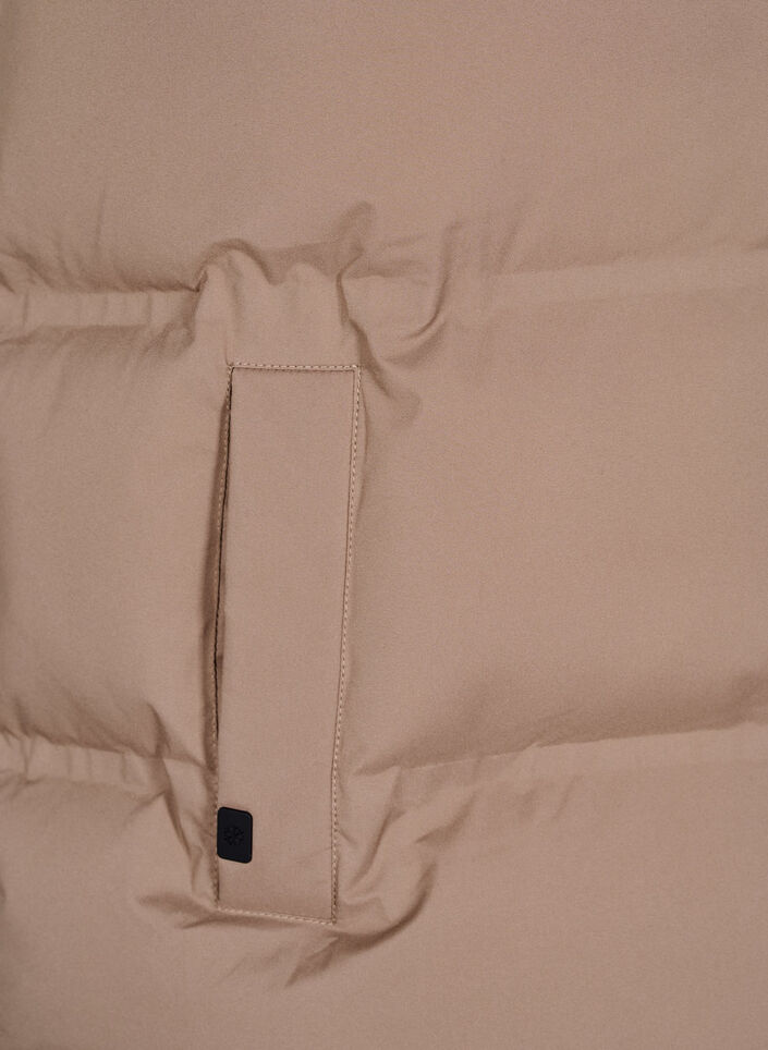 Kr&oacute;tki bufiasty bezrekawnik z wysokim kolnierzem, Brązowy, Packshot image number 3