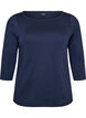 Basicowy T-shirt z dekoltem w l&oacute;dke i rekawami 3/4, Niebieskie, Packshot image number 0