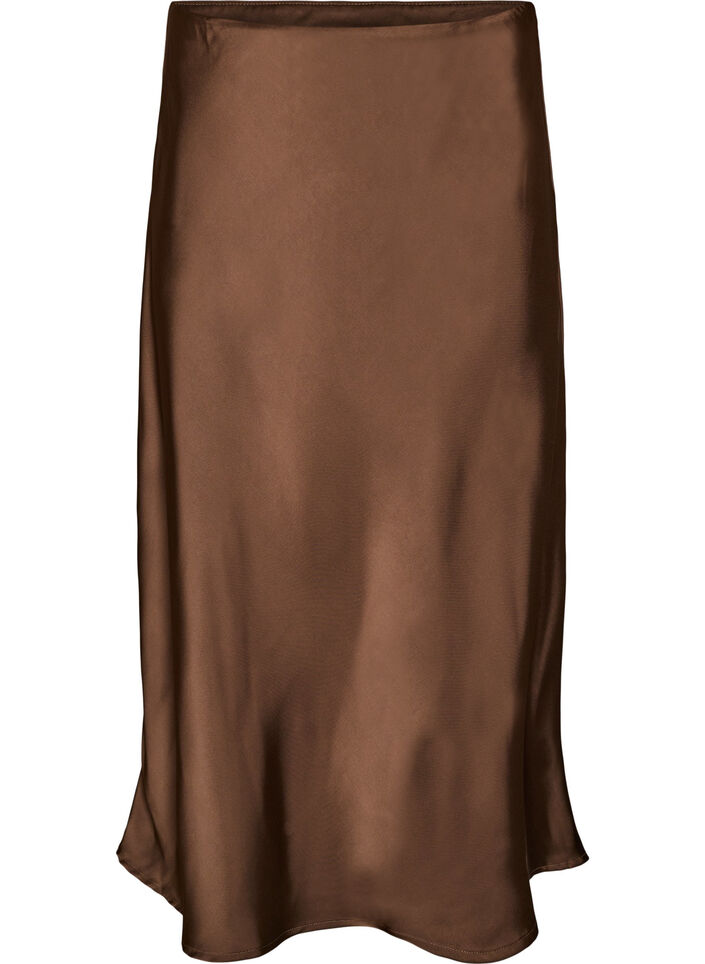 Satynowa sp&oacute;dnica midi, Brązowy, Packshot image number 0