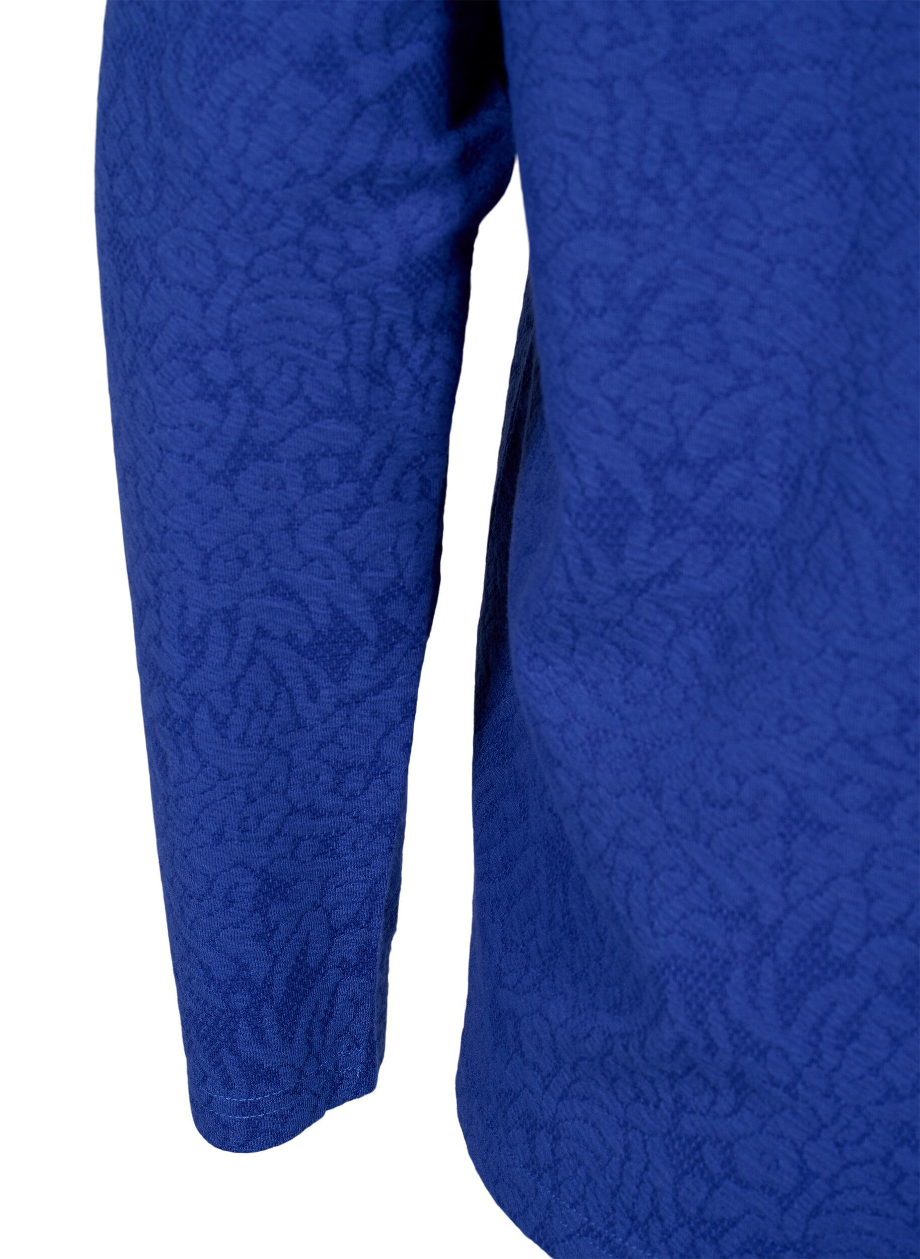 Zizzi Bluzka z dlugim rekawem z faktura, Niebieskie, Packshot image number 3