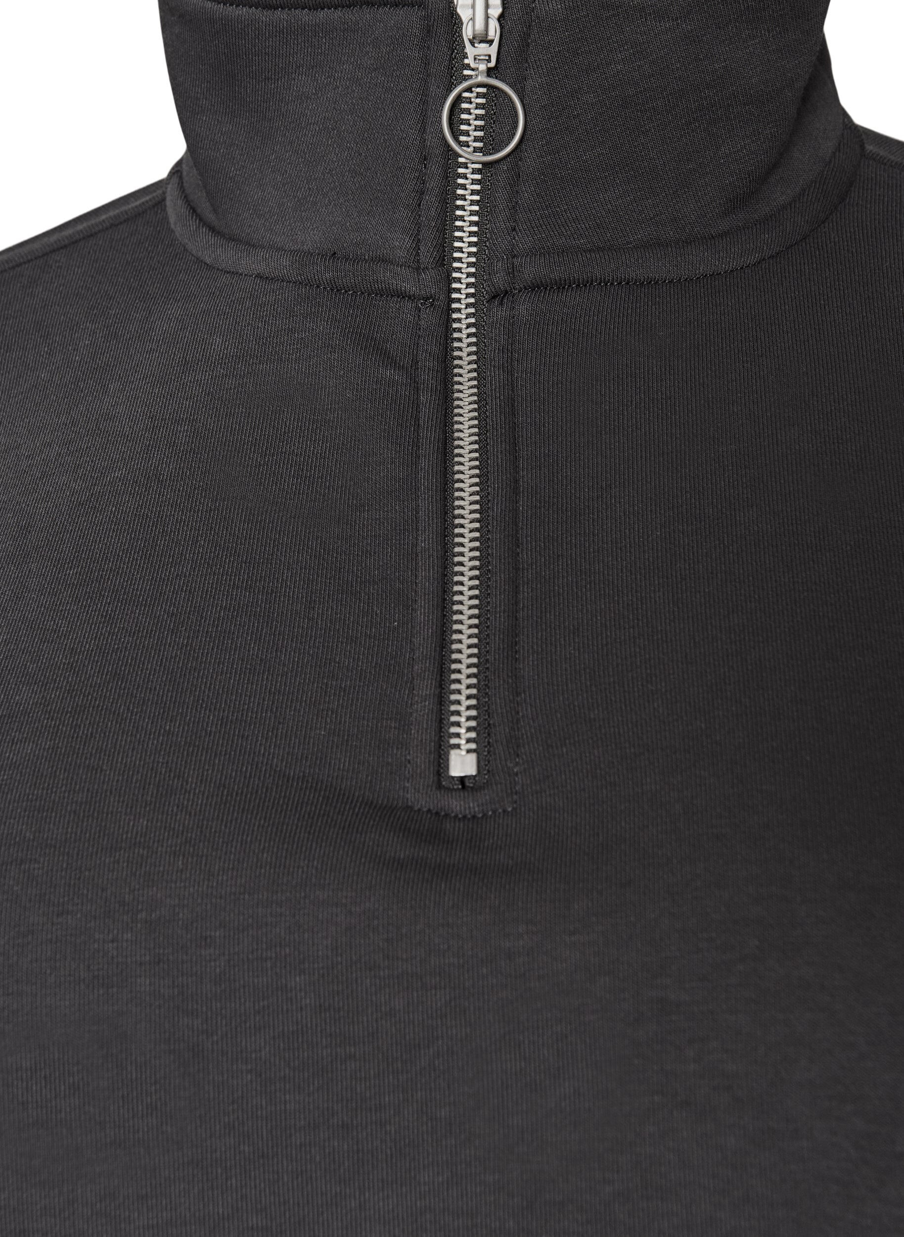 ZizziBluza z podszewka z pluszu i wysokim kolnierzem, Ciemnoszary, Packshot image number 2