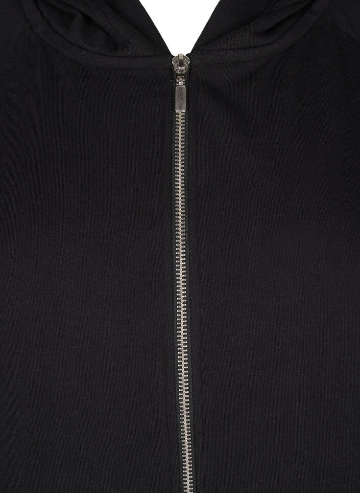 Kardigan dresowy z kapturem i kieszeniami, Czarne, Packshot image number 2