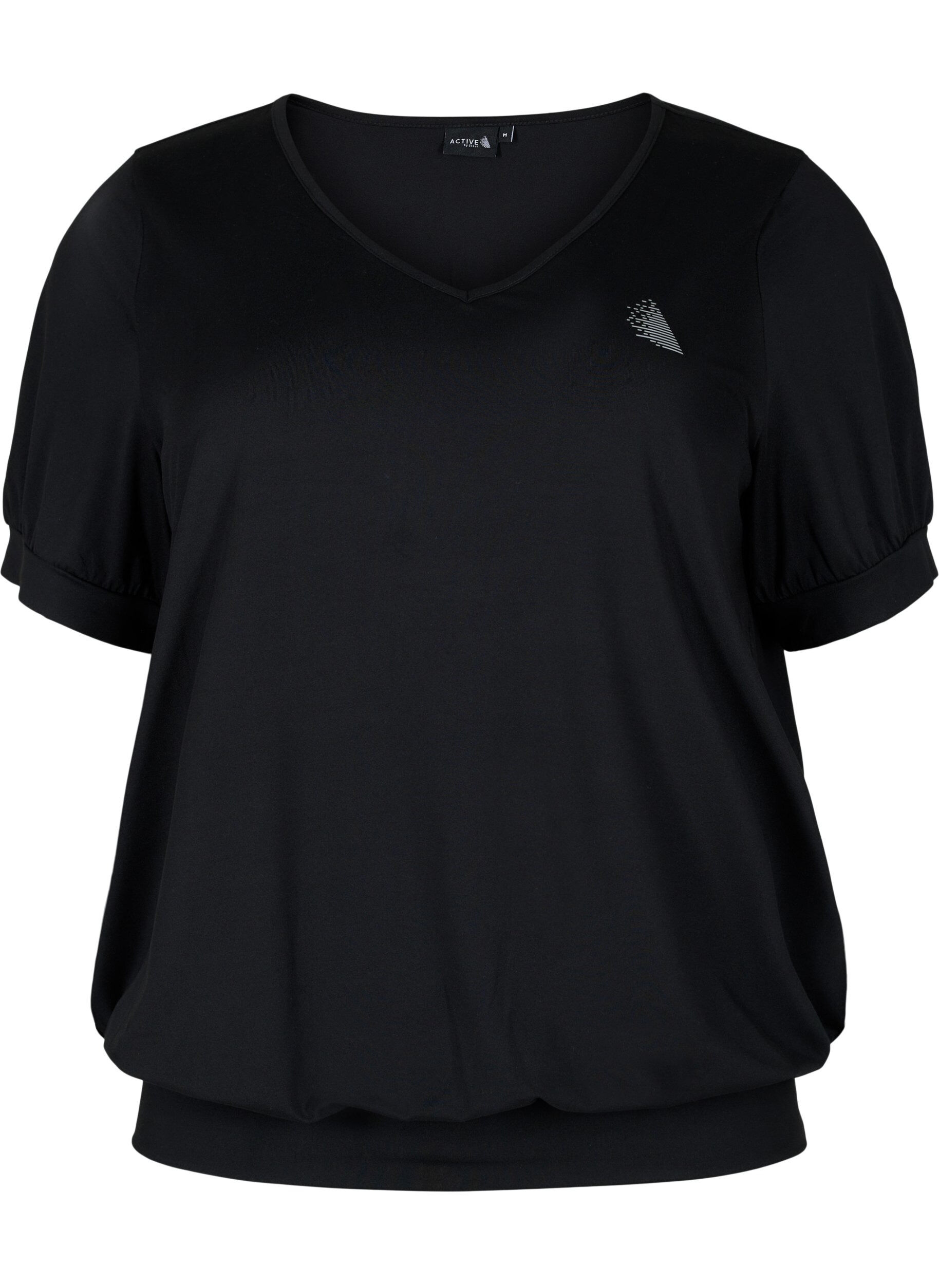 Zizzi Plain workout t-shirt with v-neck, Black, Packshot image number 0
