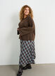 Trapezowa sp&oacute;dnica maxi w kratke, Niebieskie, Model image number 0