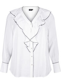 Bluzka koszulowa z wiskozy z dlugim rekawem i falbanka