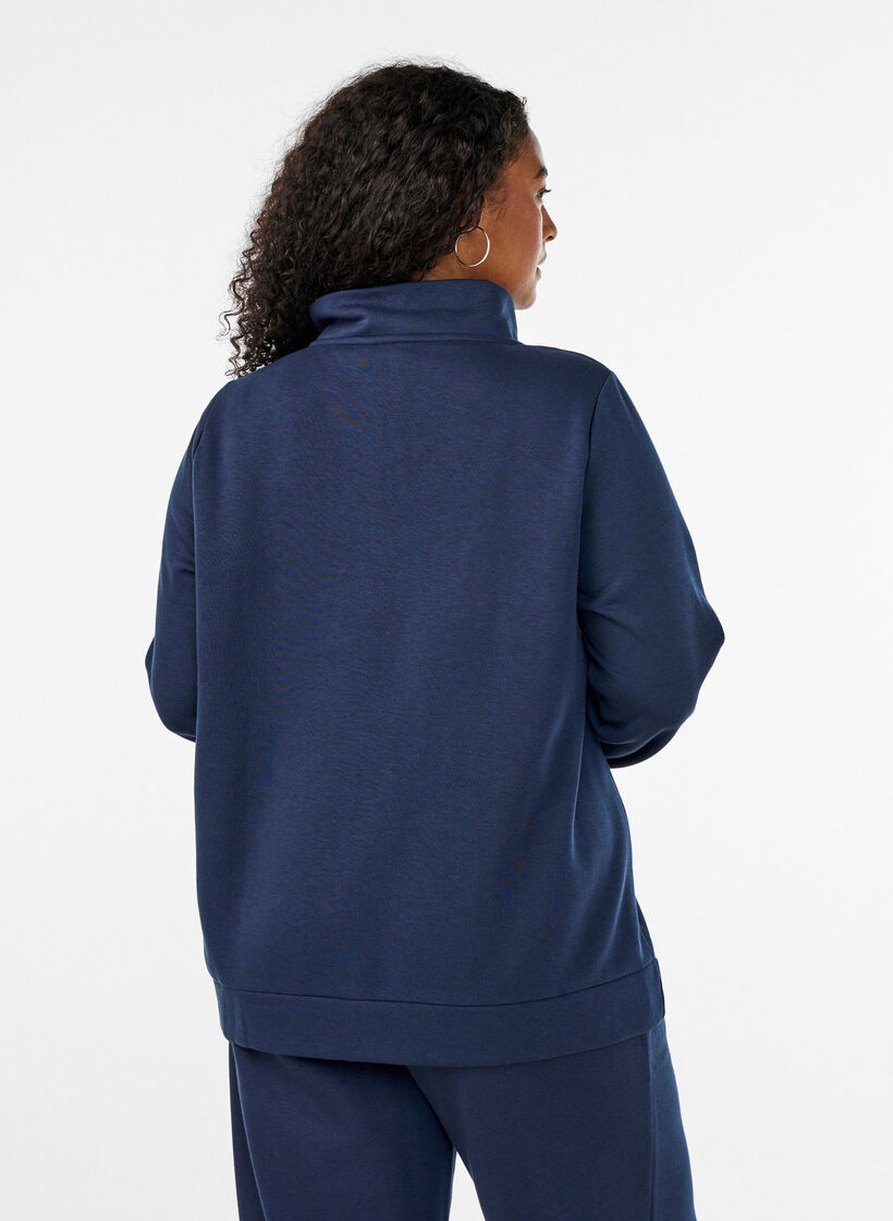 Bluza z wysokim kolnierzem i zamkiem, Niebieskie, Model image number 2