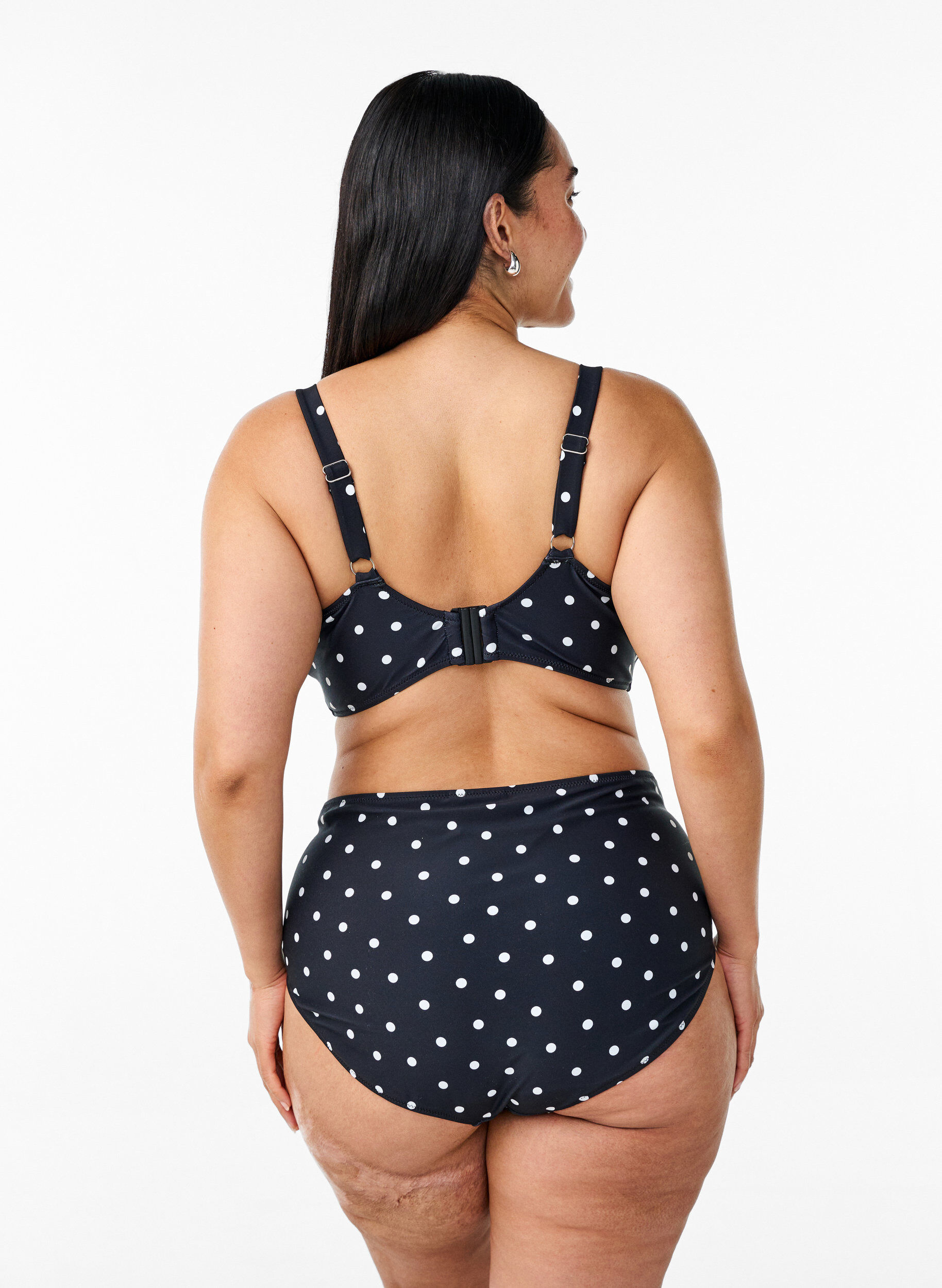 ZizziDoly bikini z wysokim stanem w groszki, Czarne, Model image number 1